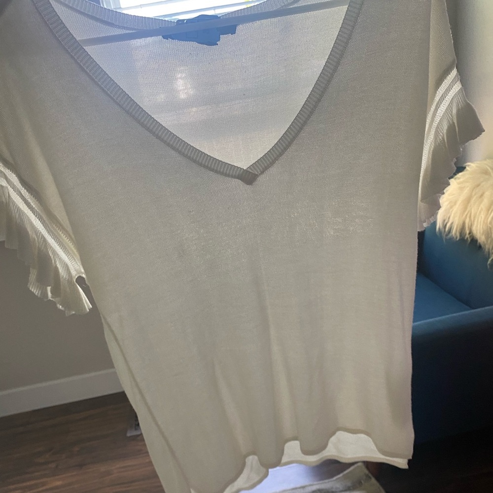 White house black market cream short sleeve